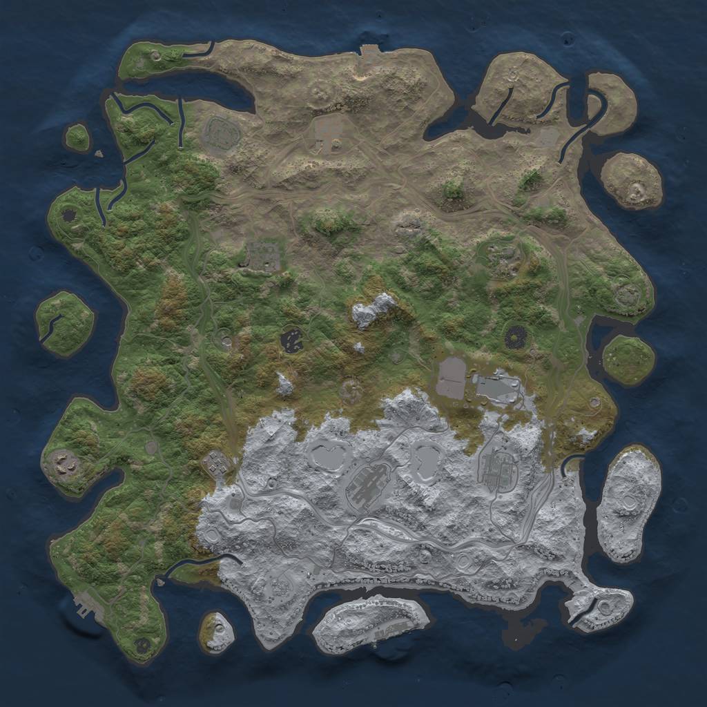 Rust Map: Procedural Map, Size: 4500, Seed: 211941886, 18 Monuments