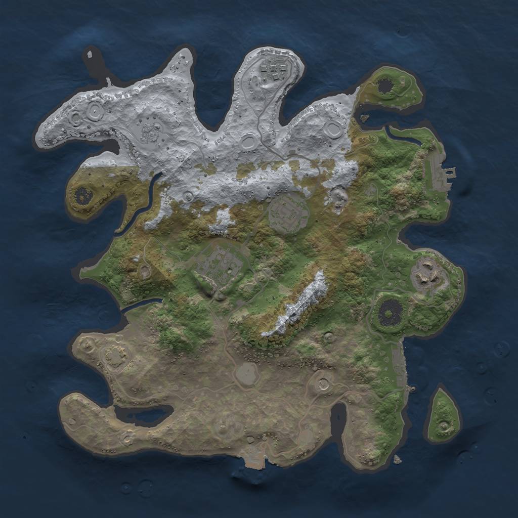 Rust Map: Procedural Map, Size: 3000, Seed: 51523, 12 Monuments