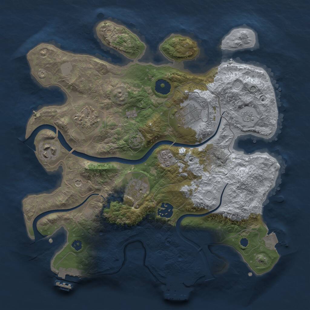 Rust Map: Procedural Map, Size: 3000, Seed: 1439078475, 12 Monuments