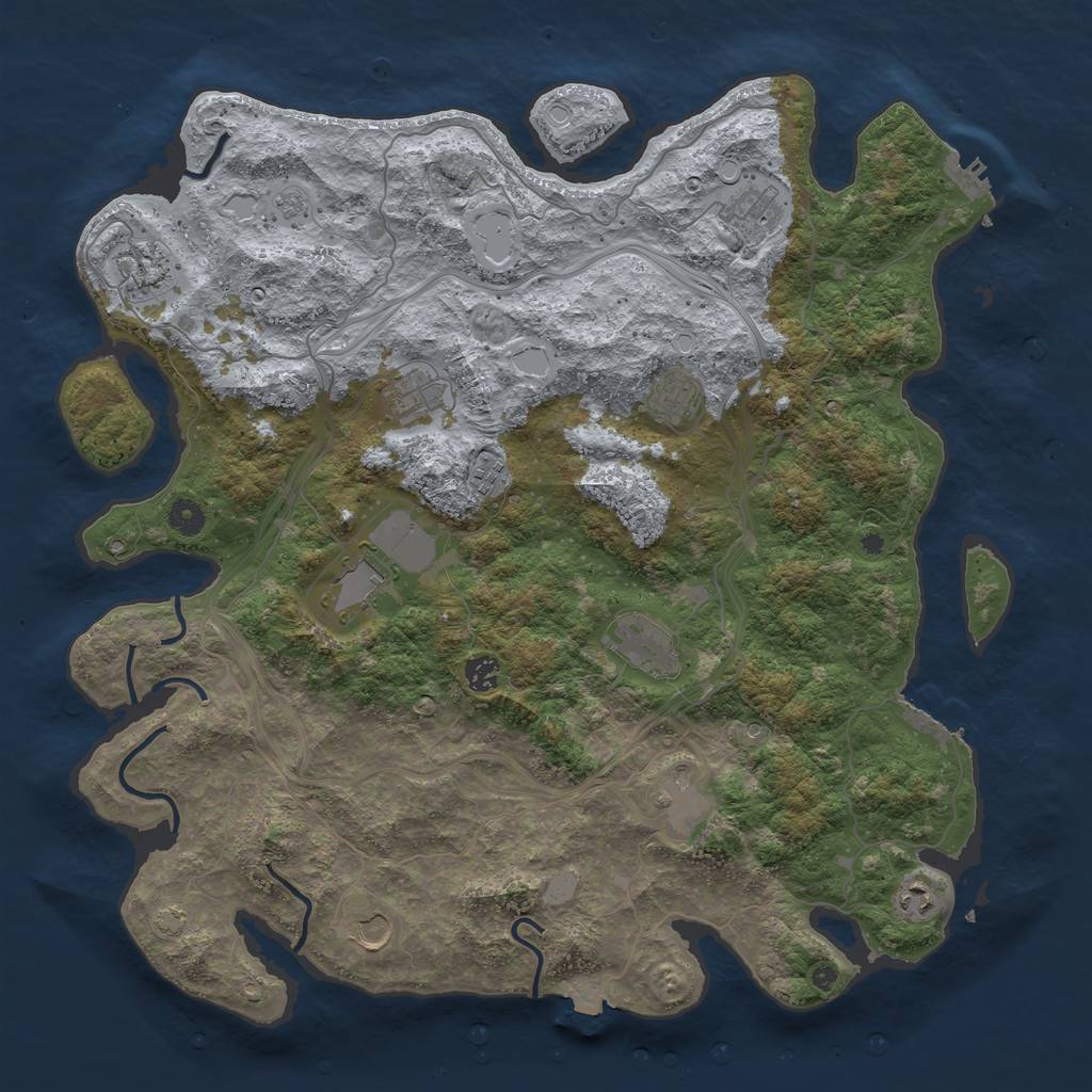 Rust Map: Procedural Map, Size: 4500, Seed: 7201, 19 Monuments