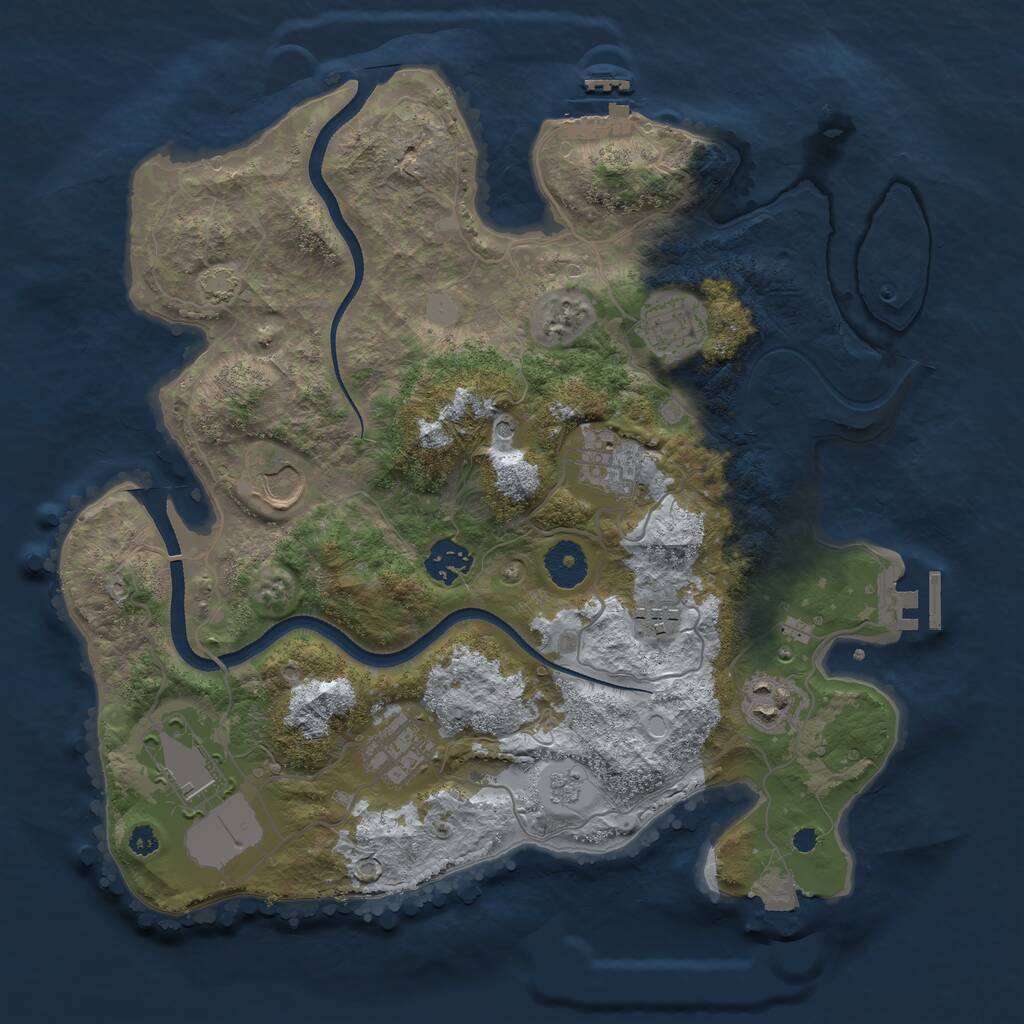 Rust Map: Procedural Map, Size: 3500, Seed: 2012318930, 14 Monuments