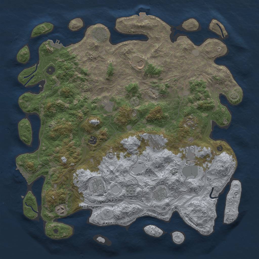 Rust Map: Procedural Map, Size: 4500, Seed: 647757358, 19 Monuments