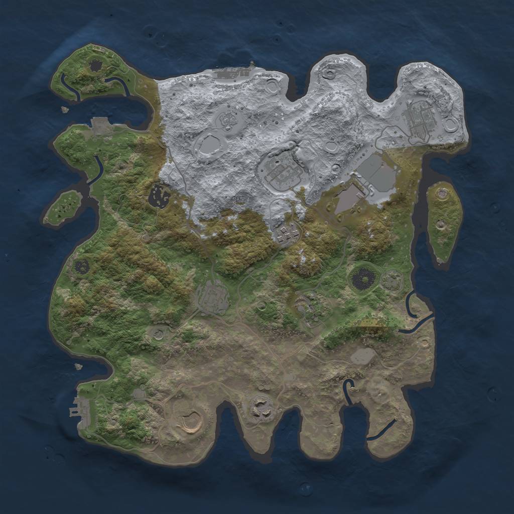 Rust Map: Procedural Map, Size: 3500, Seed: 8092023, 17 Monuments