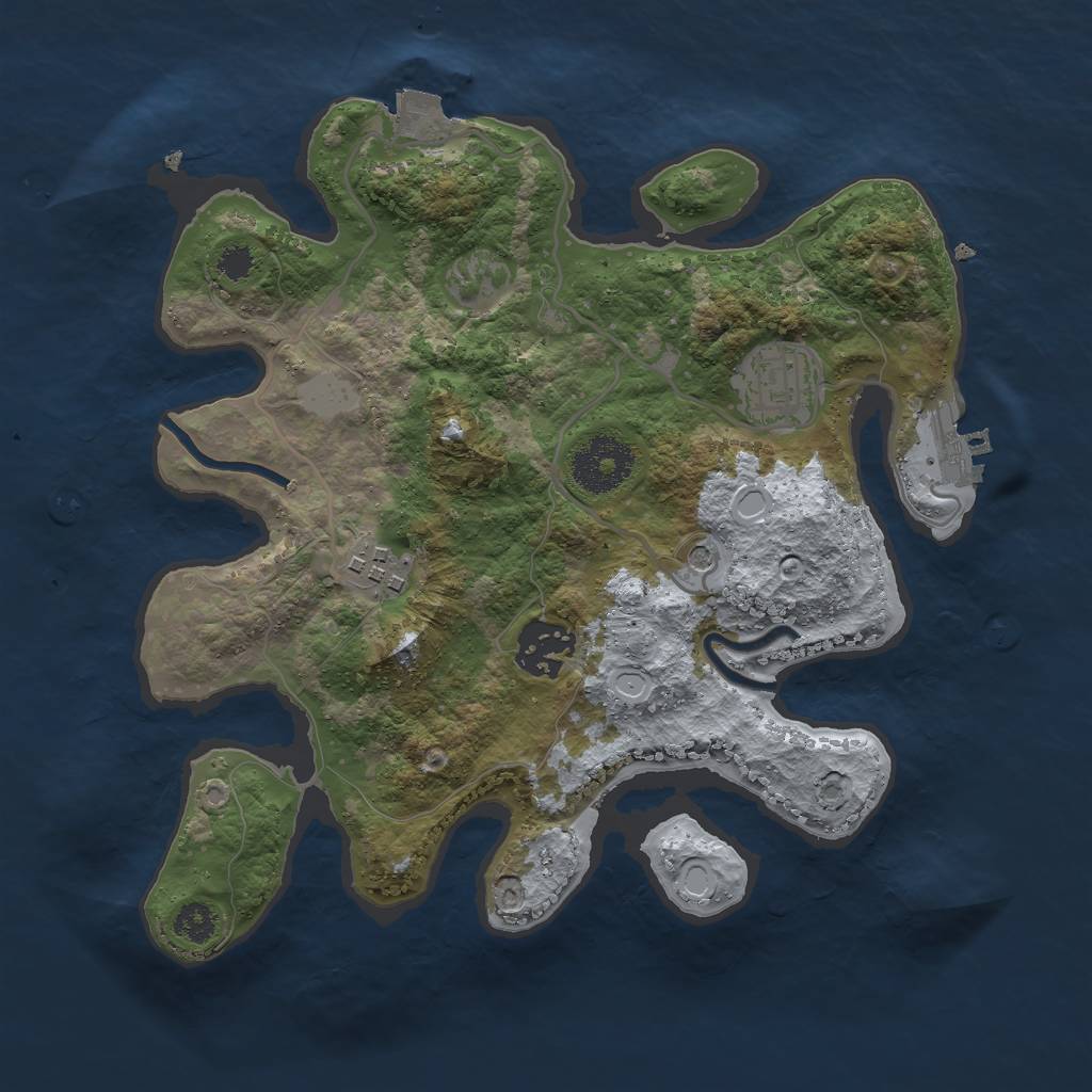 Rust Map: Procedural Map, Size: 2800, Seed: 2384533, 8 Monuments