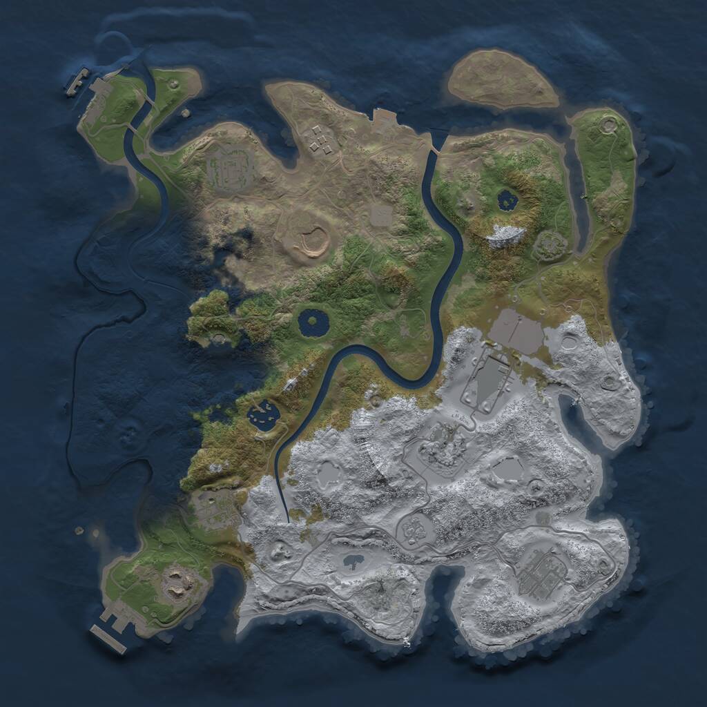 Rust Map: Procedural Map, Size: 3500, Seed: 1436944428, 15 Monuments