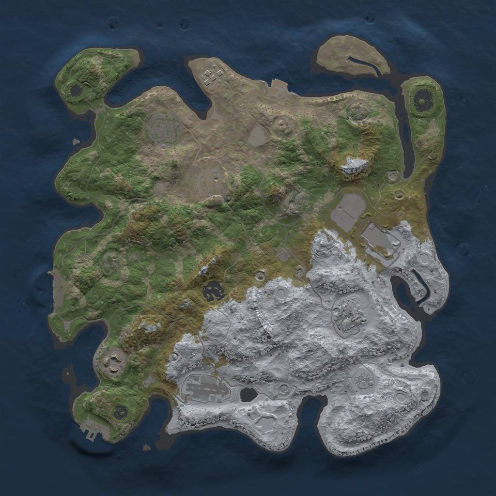 Rust Map: Procedural Map, Size: 3500, Seed: 1436944428, 16 Monuments