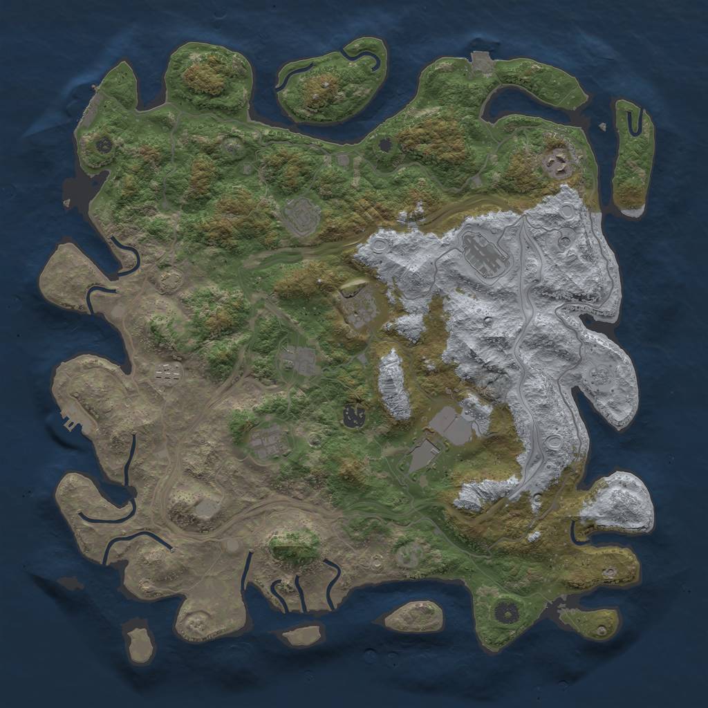 Rust Map: Procedural Map, Size: 4500, Seed: 3082023, 17 Monuments