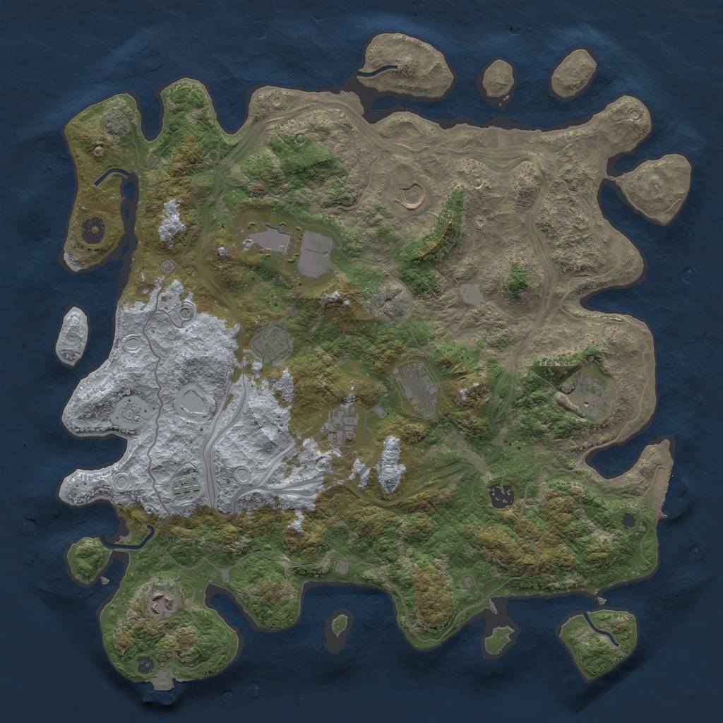 Rust Map: Procedural Map, Size: 4250, Seed: 1007073773, 16 Monuments