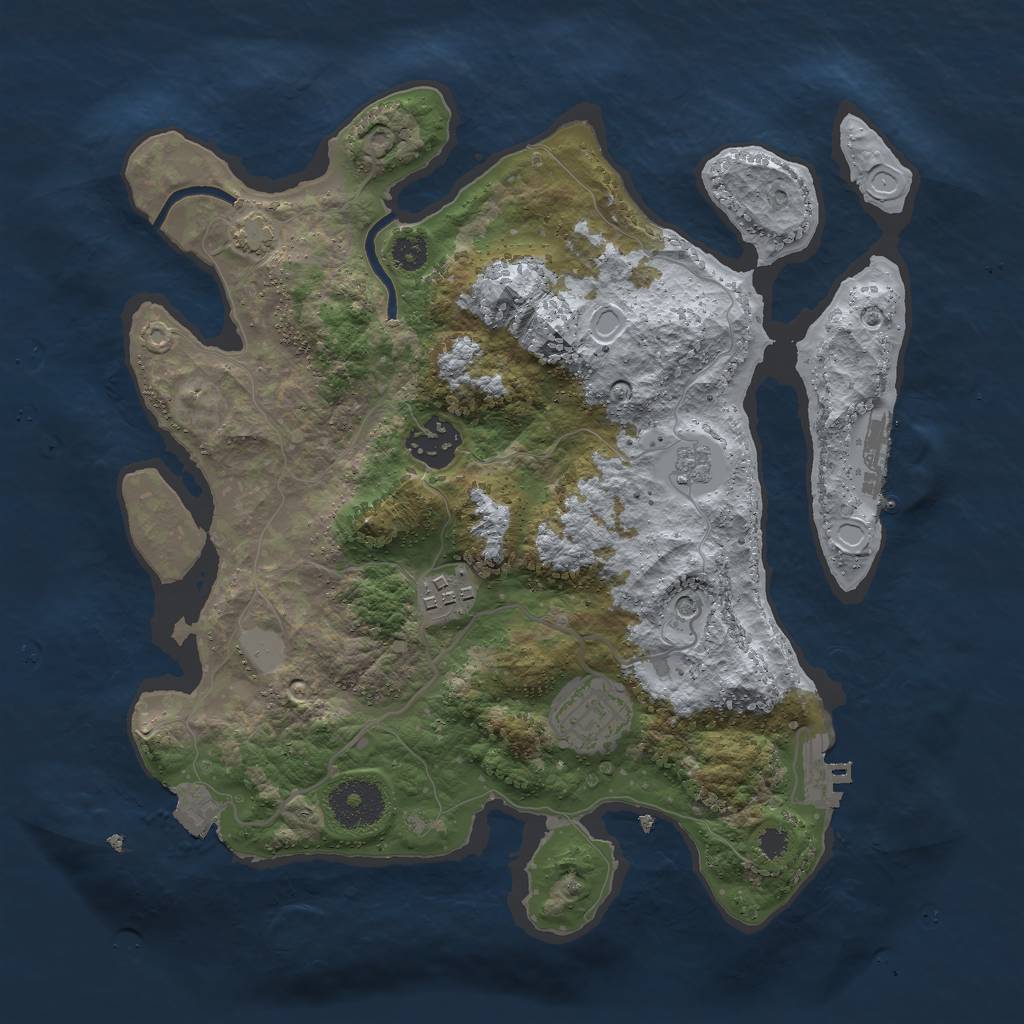 Rust Map: Procedural Map, Size: 3000, Seed: 1438751, 11 Monuments