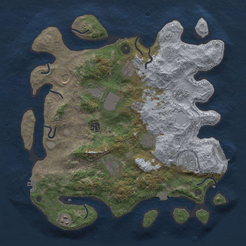 Rust Map: Procedural Map, Size: 3700, Seed: 703359391, 18 Monuments