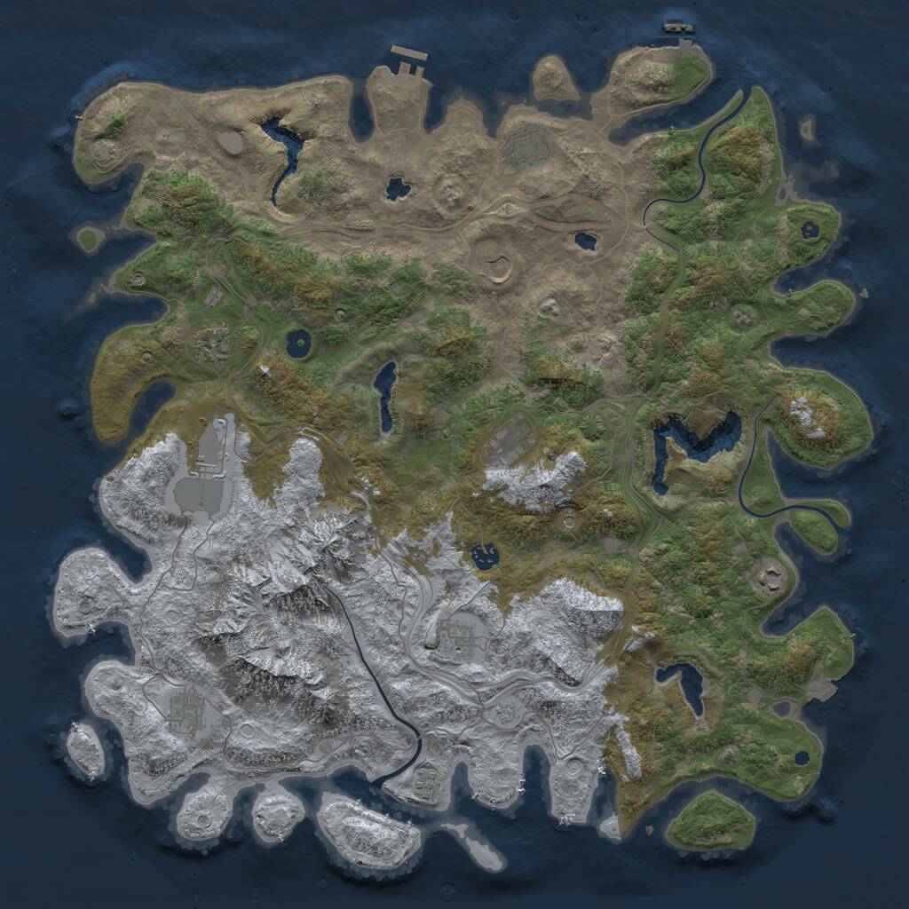 Rust Map: Procedural Map, Size: 5000, Seed: 2073842765, 16 Monuments