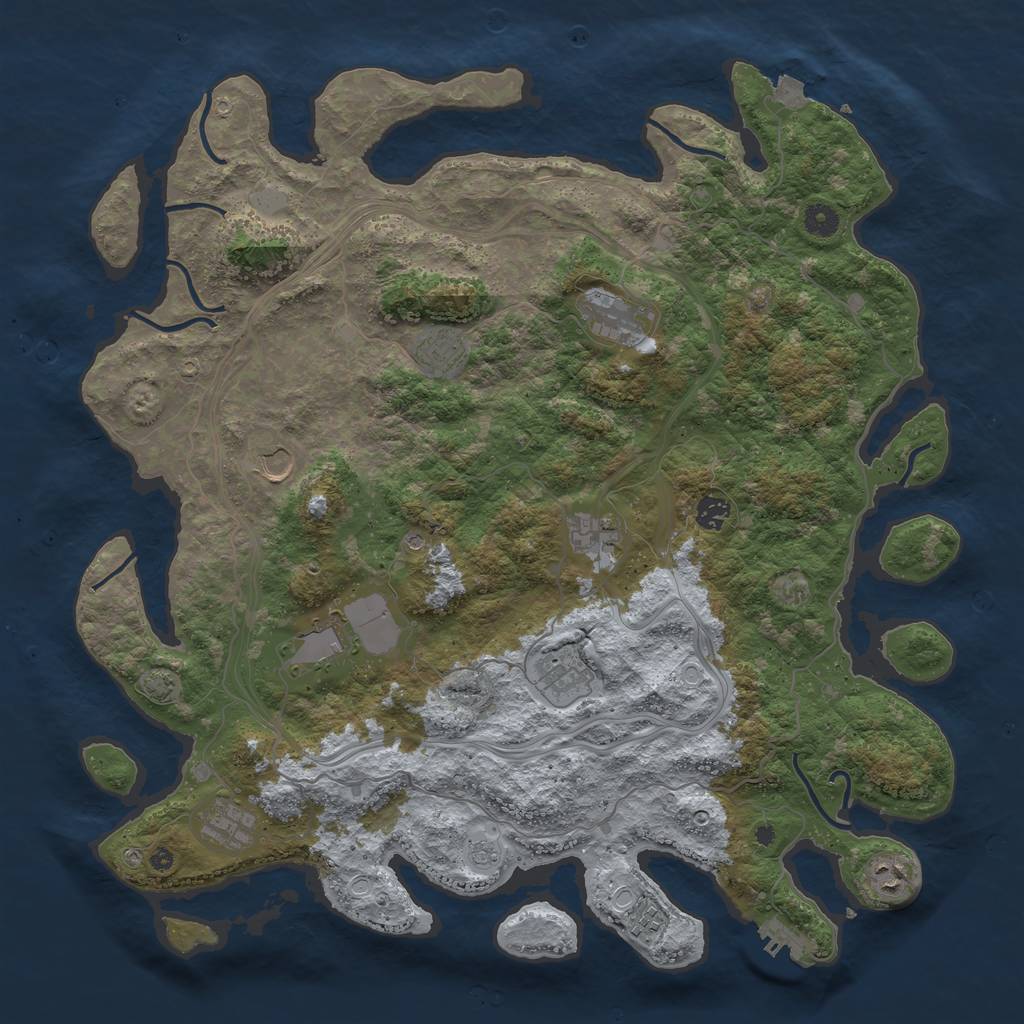 Rust Map: Procedural Map, Size: 4500, Seed: 361688081, 17 Monuments