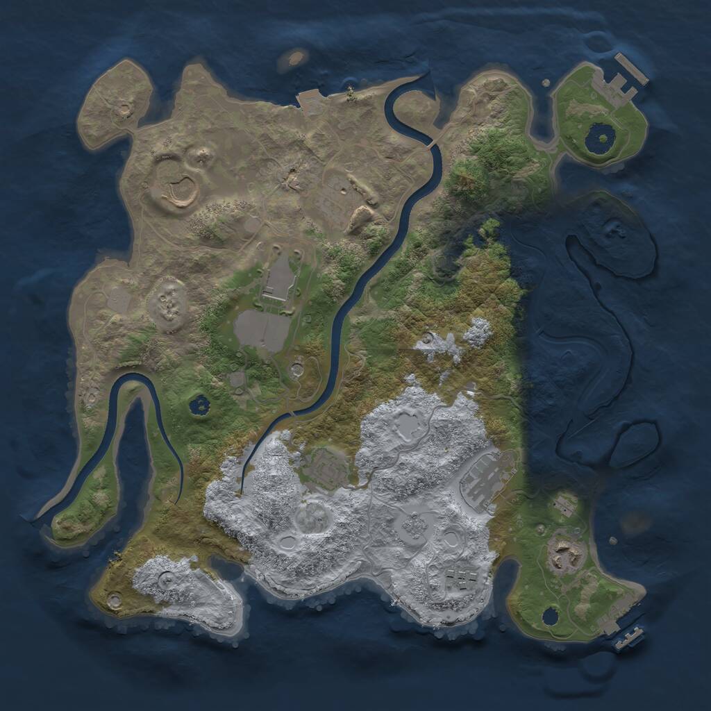 Rust Map: Procedural Map, Size: 3500, Seed: 205247135, 13 Monuments