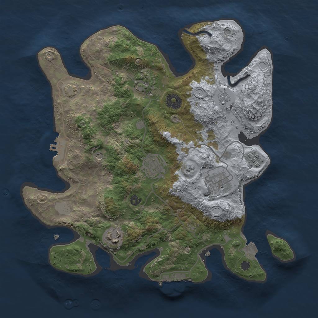 Rust Map: Procedural Map, Size: 3000, Seed: 1824214480, 13 Monuments