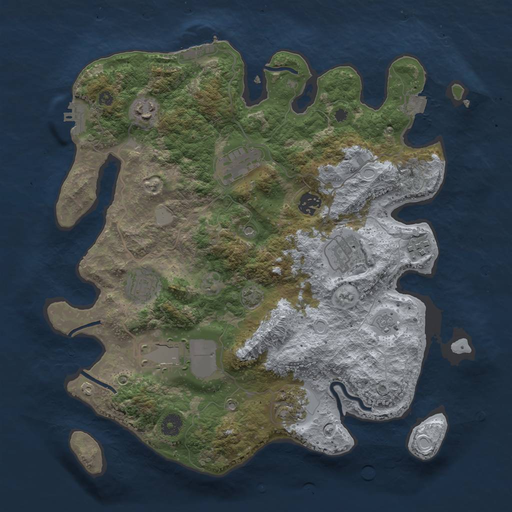 Rust Map: Procedural Map, Size: 3500, Seed: 1225304744, 16 Monuments