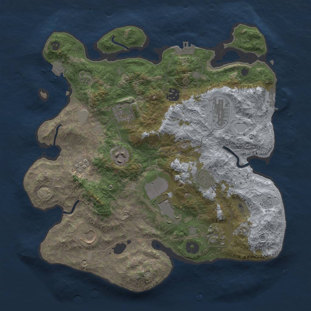 Rust Map: Procedural Map, Size: 3500, Seed: 1436522324, 17 Monuments
