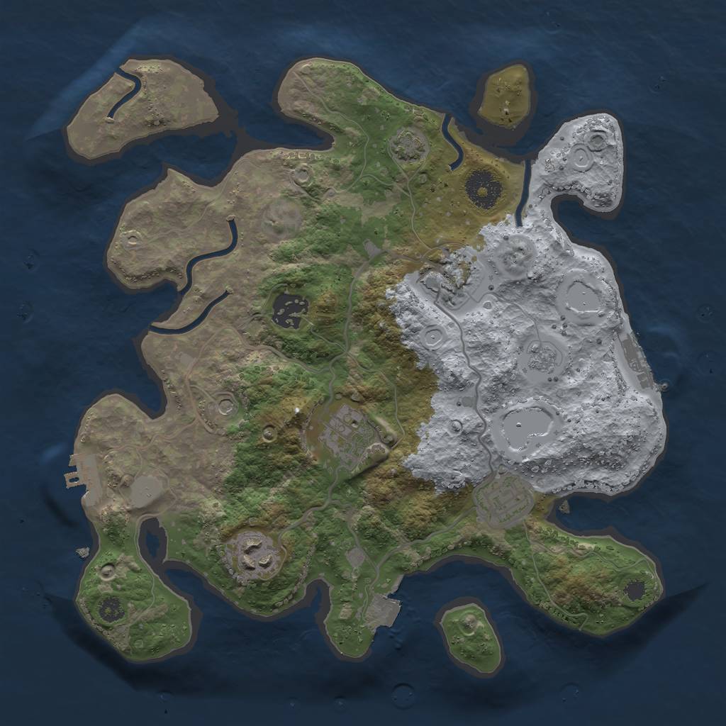 Rust Map: Procedural Map, Size: 3000, Seed: 8607542, 13 Monuments