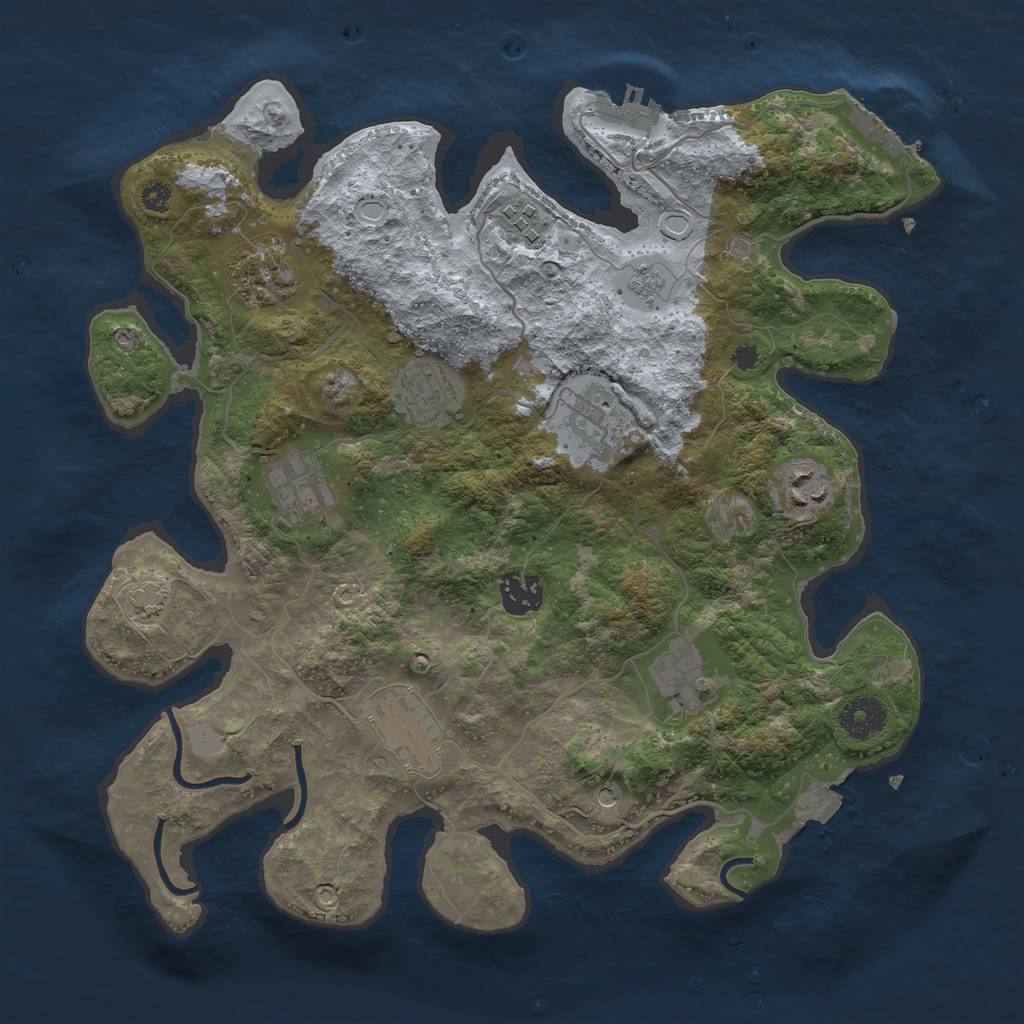 Rust Map: Procedural Map, Size: 3450, Seed: 57511617, 17 Monuments