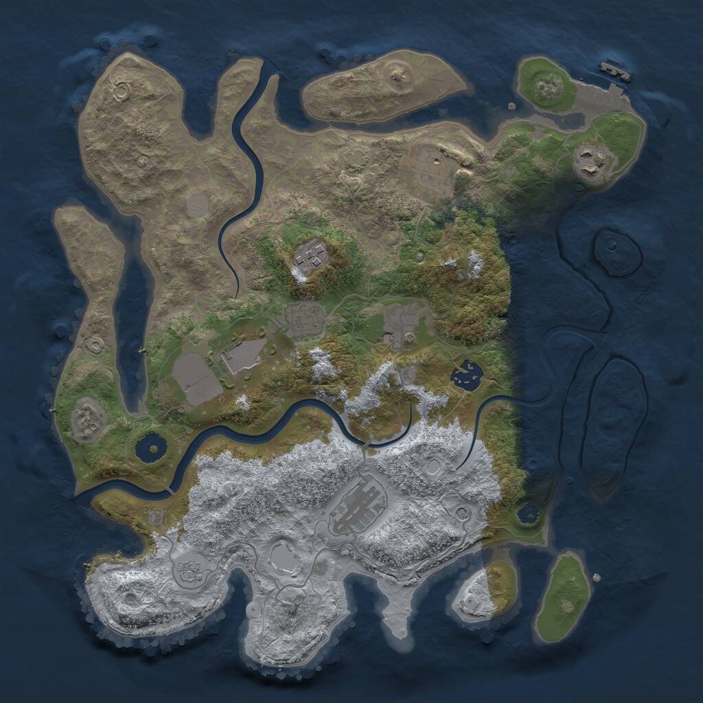 Rust Map: Procedural Map, Size: 3500, Seed: 389934100, 13 Monuments