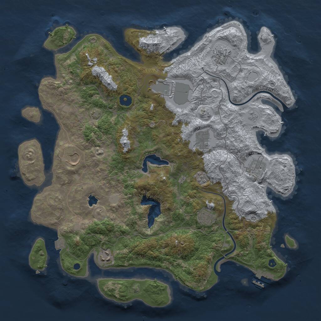Rust Map: Procedural Map, Size: 4000, Seed: 900213107, 13 Monuments