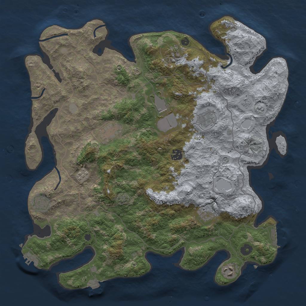 Rust Map: Procedural Map, Size: 4000, Seed: 486065984, 17 Monuments