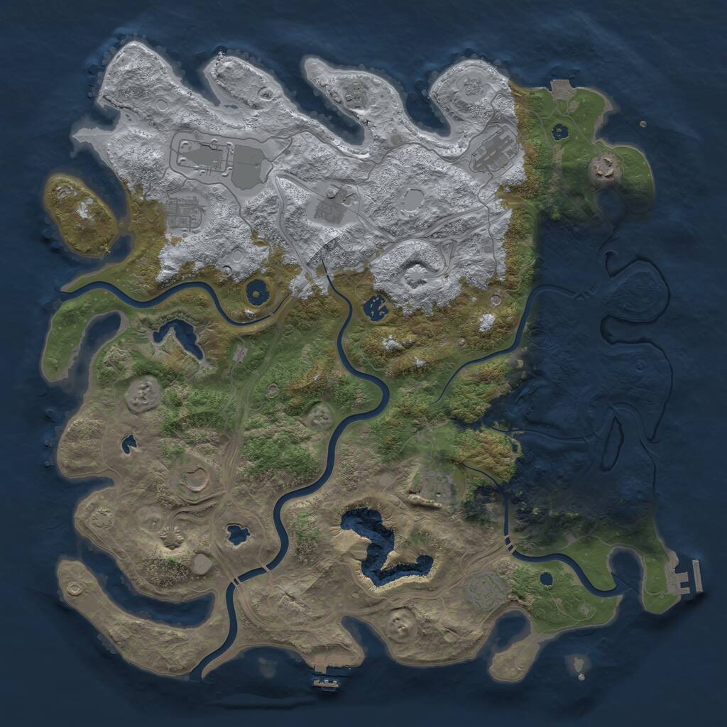 Rust Map: Procedural Map, Size: 4500, Seed: 2868, 16 Monuments