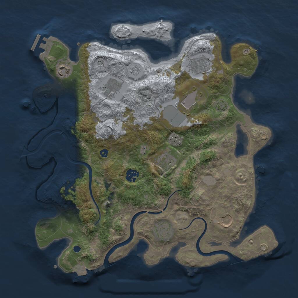 Rust Map: Procedural Map, Size: 3500, Seed: 148672312, 14 Monuments