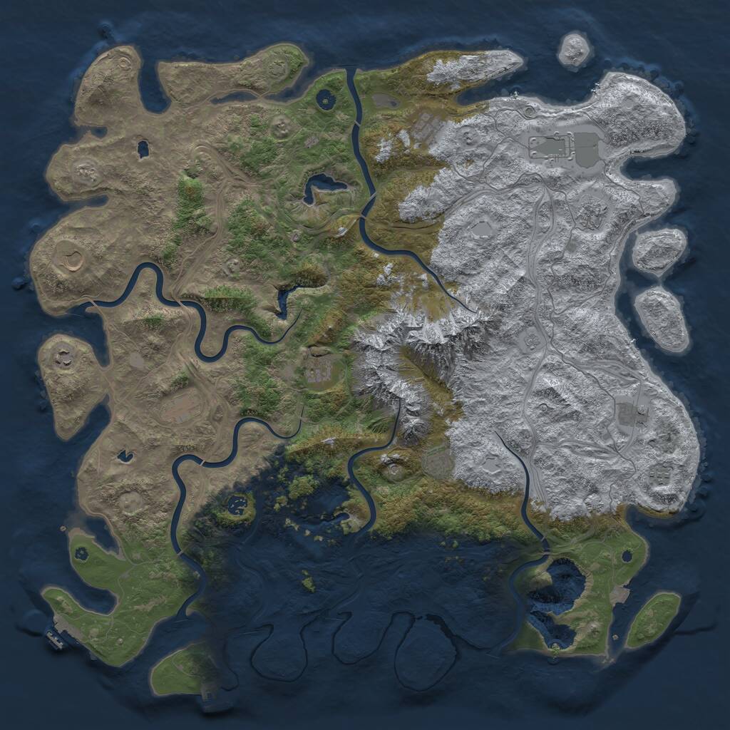 Rust Map: Procedural Map, Size: 5500, Seed: 1612358409, 17 Monuments