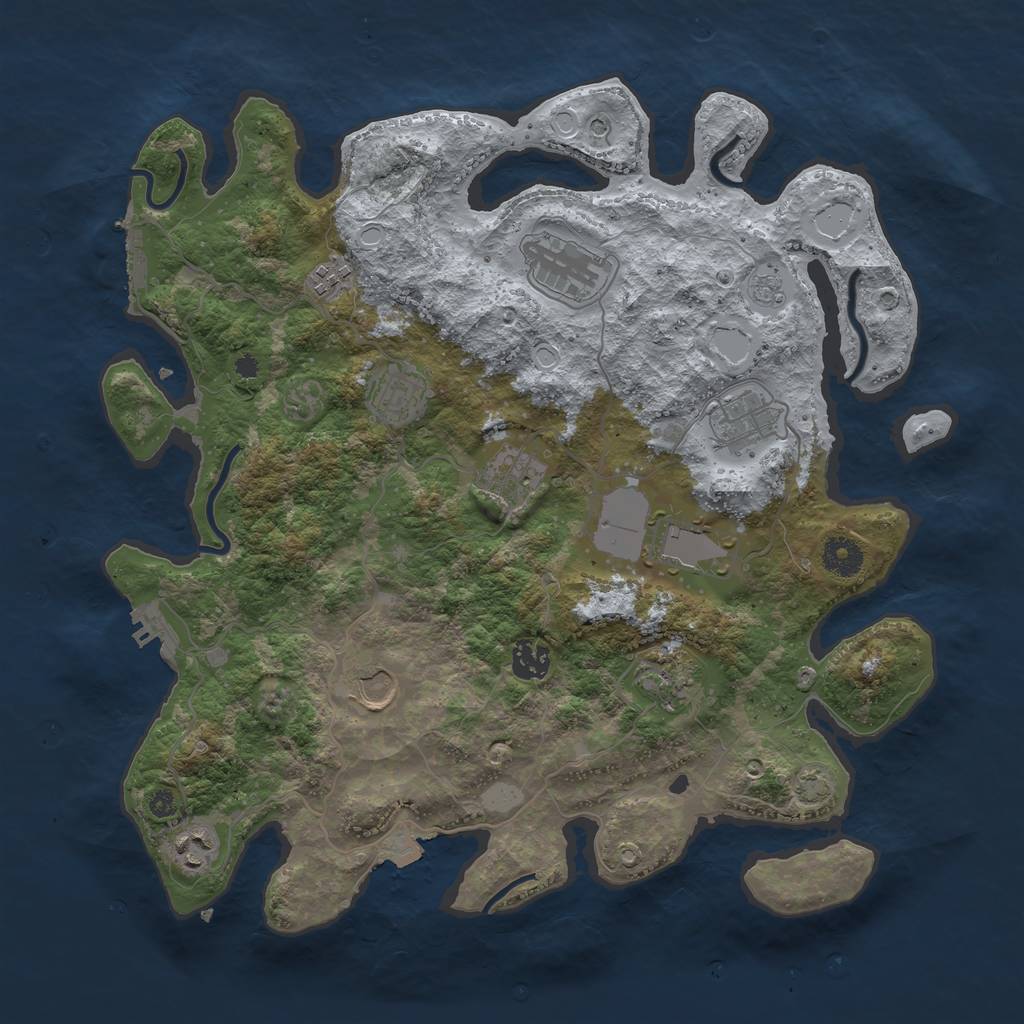 Rust Map: Procedural Map, Size: 3800, Seed: 777, 18 Monuments
