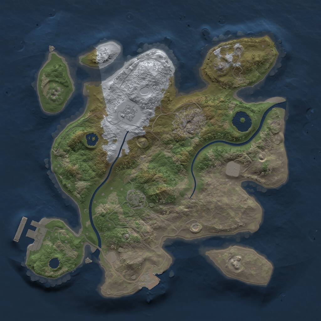 Rust Map: Procedural Map, Size: 2500, Seed: 991305678, 4 Monuments