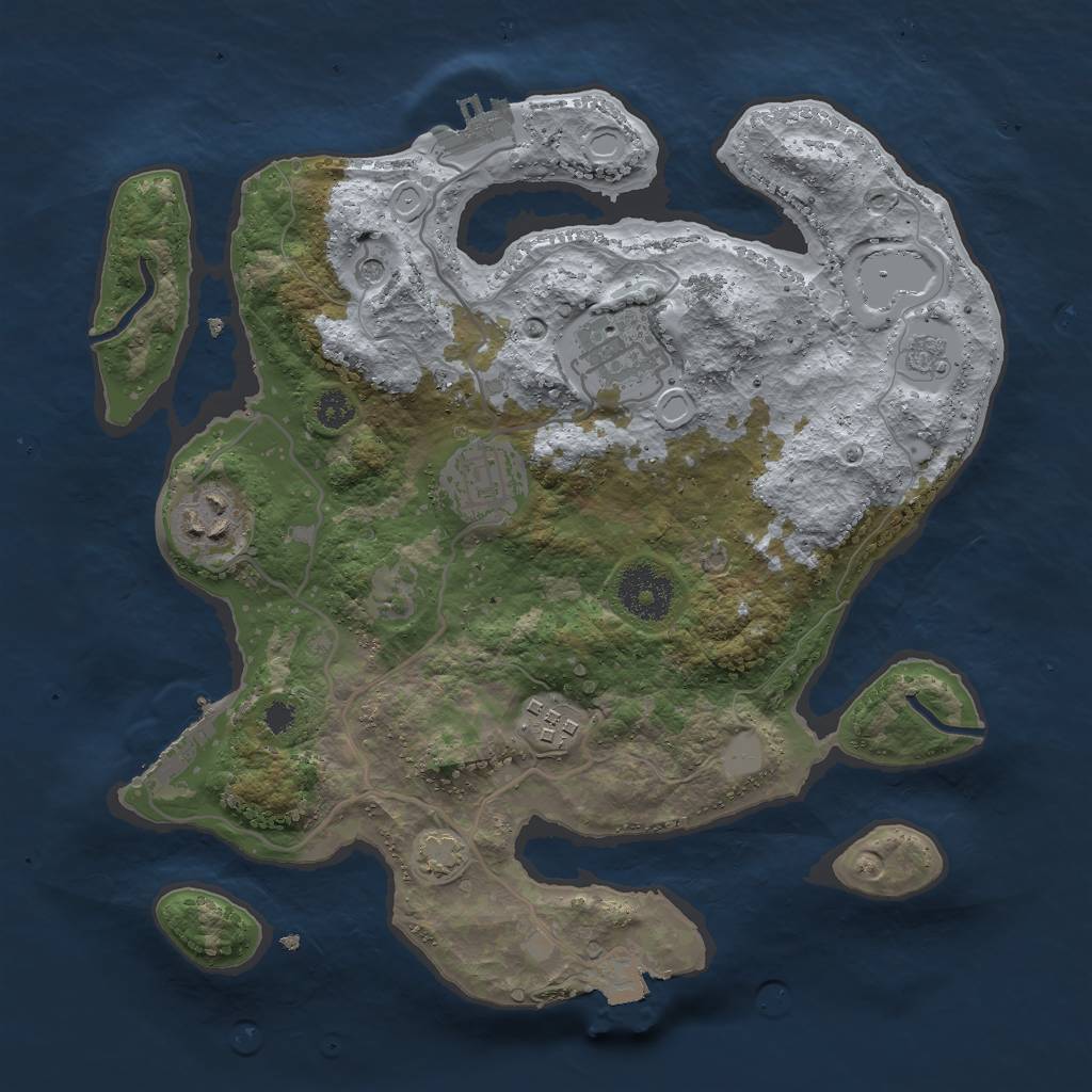 Rust Map: Procedural Map, Size: 3000, Seed: 989898, 12 Monuments