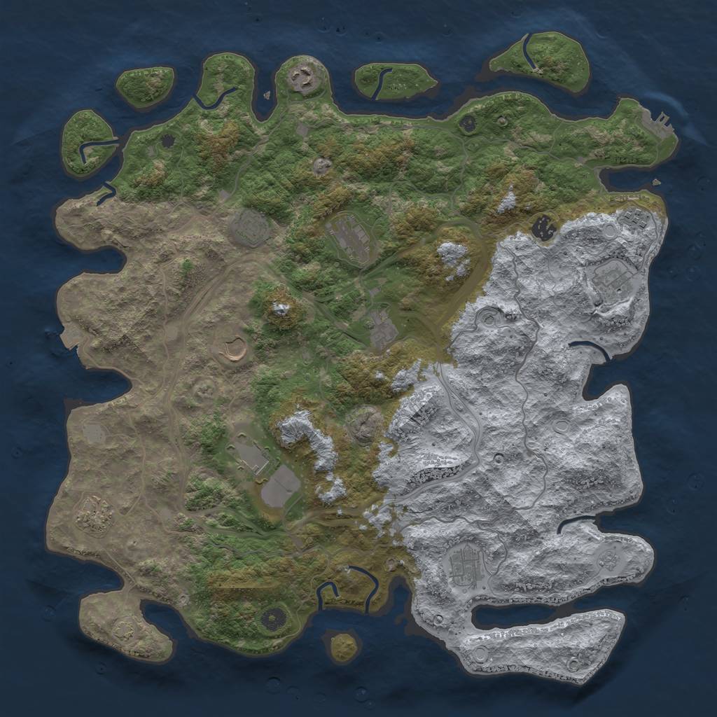 Rust Map: Procedural Map, Size: 4550, Seed: 1555555555, 18 Monuments