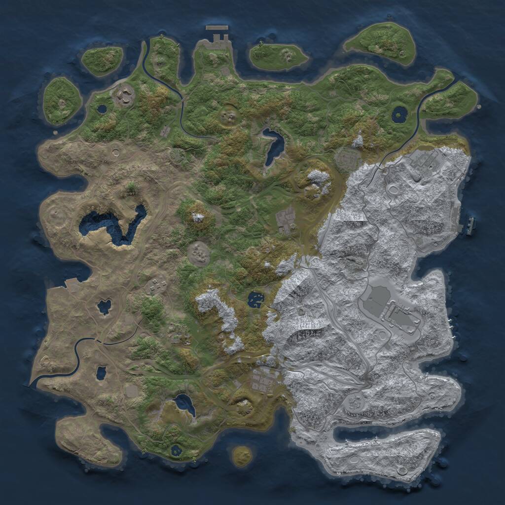 Rust Map: Procedural Map, Size: 4550, Seed: 1555555555, 15 Monuments
