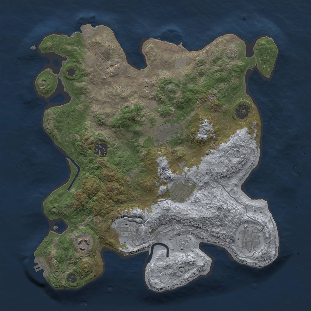 Rust Map: Procedural Map, Size: 3250, Seed: 1521744447, 14 Monuments
