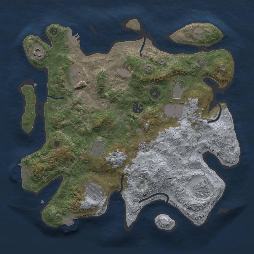 Rust Map: Procedural Map, Size: 3500, Seed: 786203704, 16 Monuments