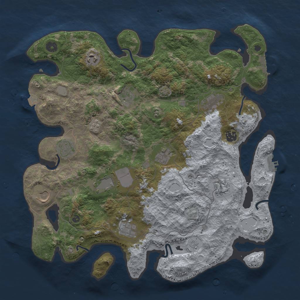 Rust Map: Procedural Map, Size: 4000, Seed: 472877822, 19 Monuments