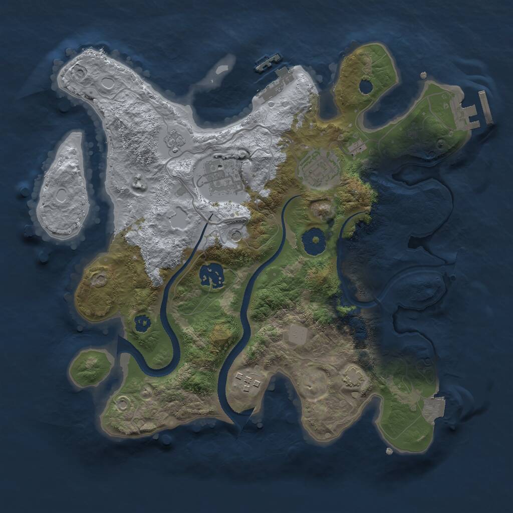 Rust Map: Procedural Map, Size: 3000, Seed: 1708347688, 10 Monuments