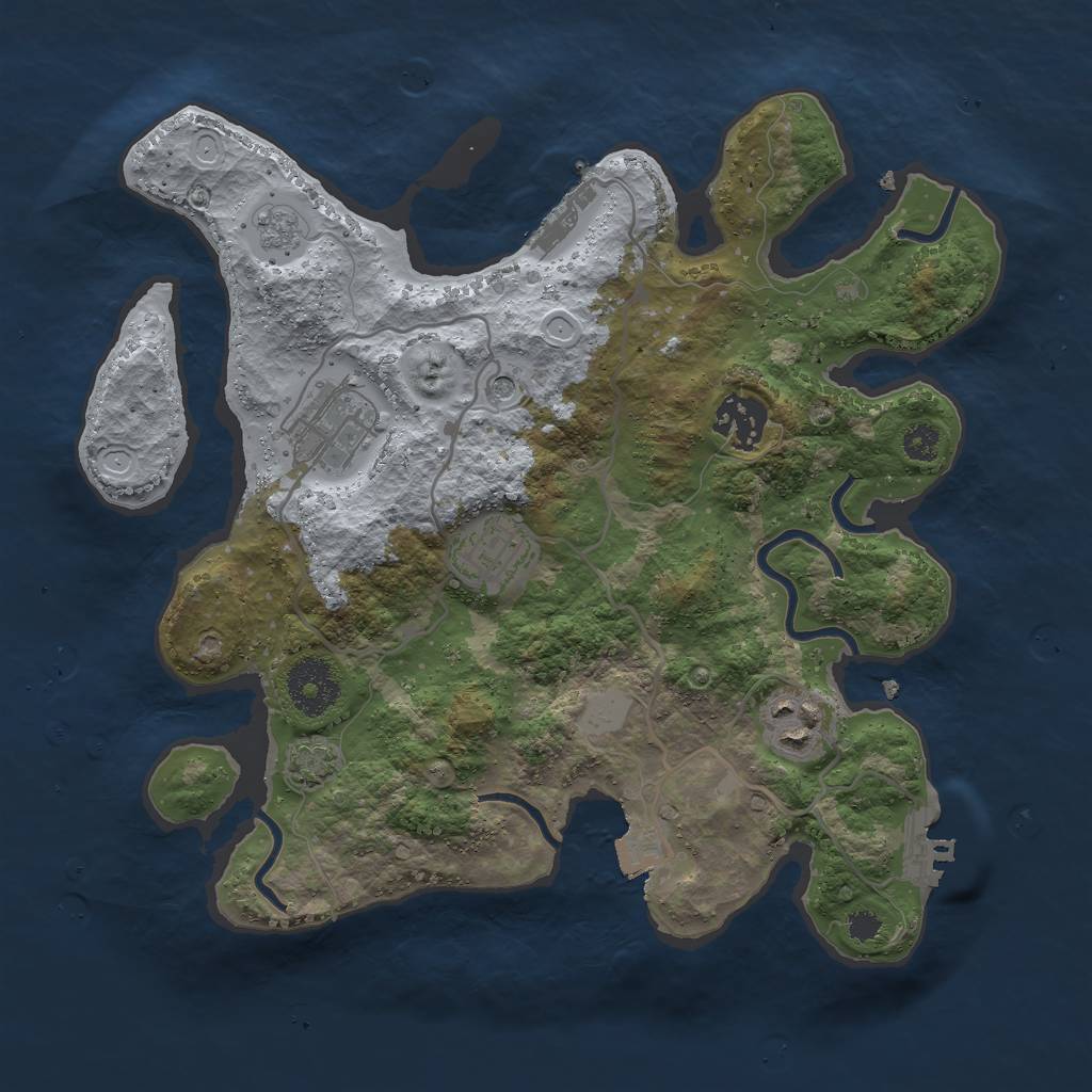 Rust Map: Procedural Map, Size: 3000, Seed: 1708347688, 12 Monuments