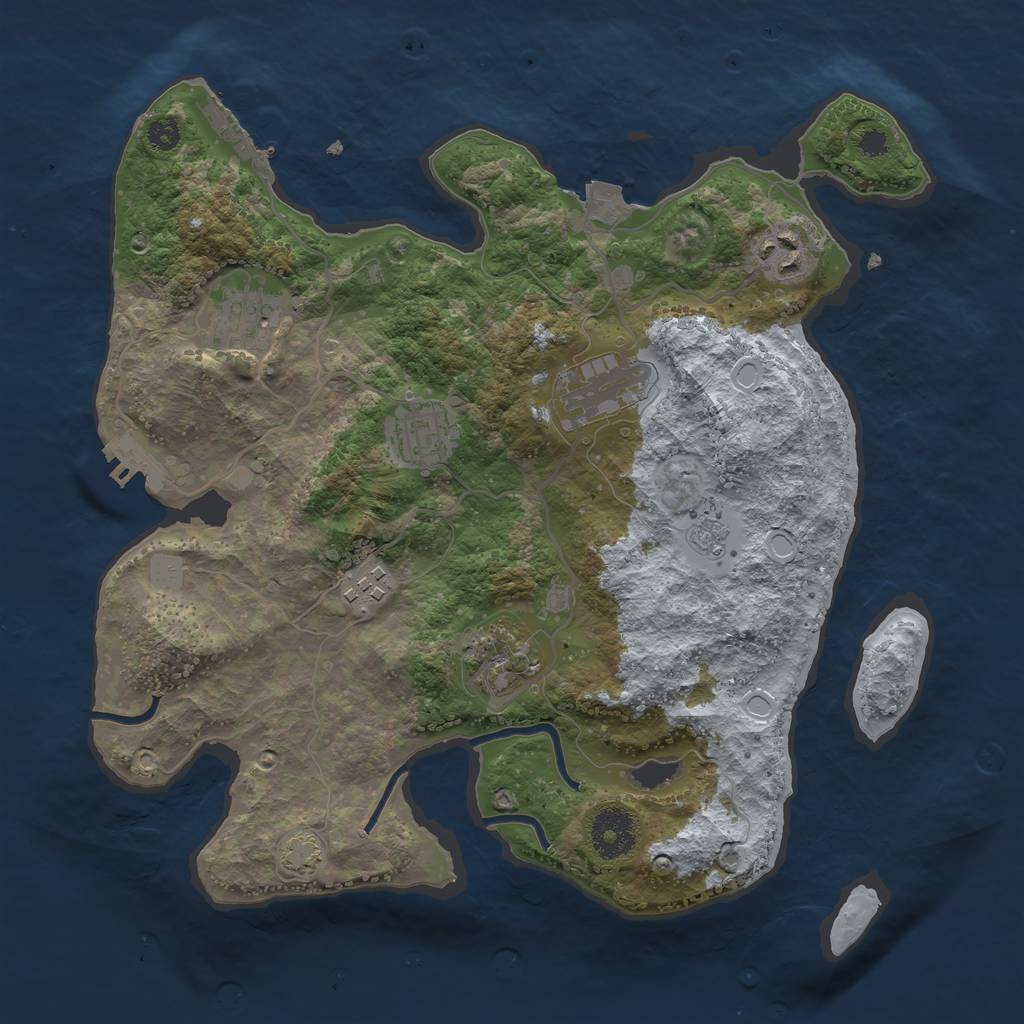 Rust Map: Procedural Map, Size: 3250, Seed: 2085058441, 13 Monuments
