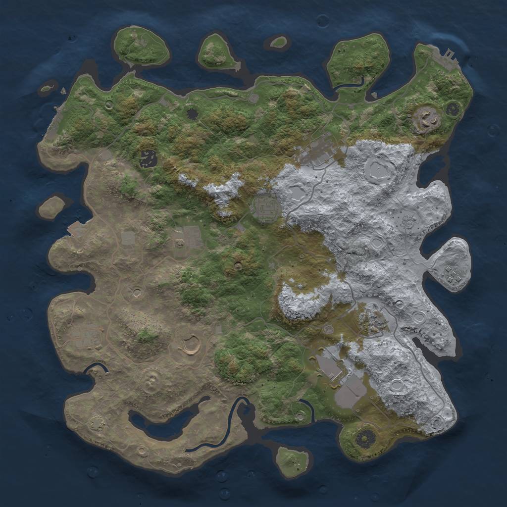 Rust Map: Procedural Map, Size: 4000, Seed: 1176988929, 18 Monuments