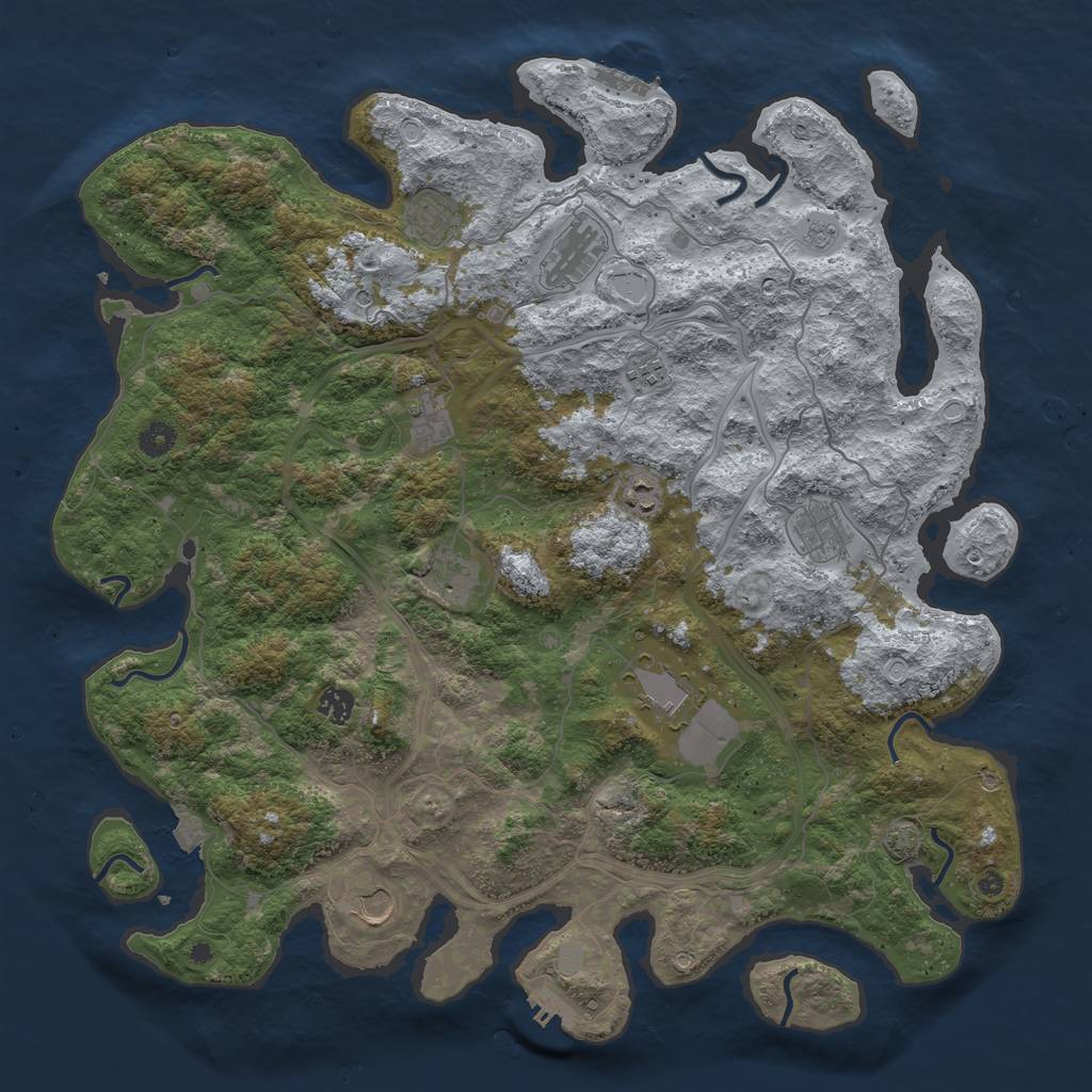 Rust Map: Procedural Map, Size: 4500, Seed: 1899527376, 18 Monuments