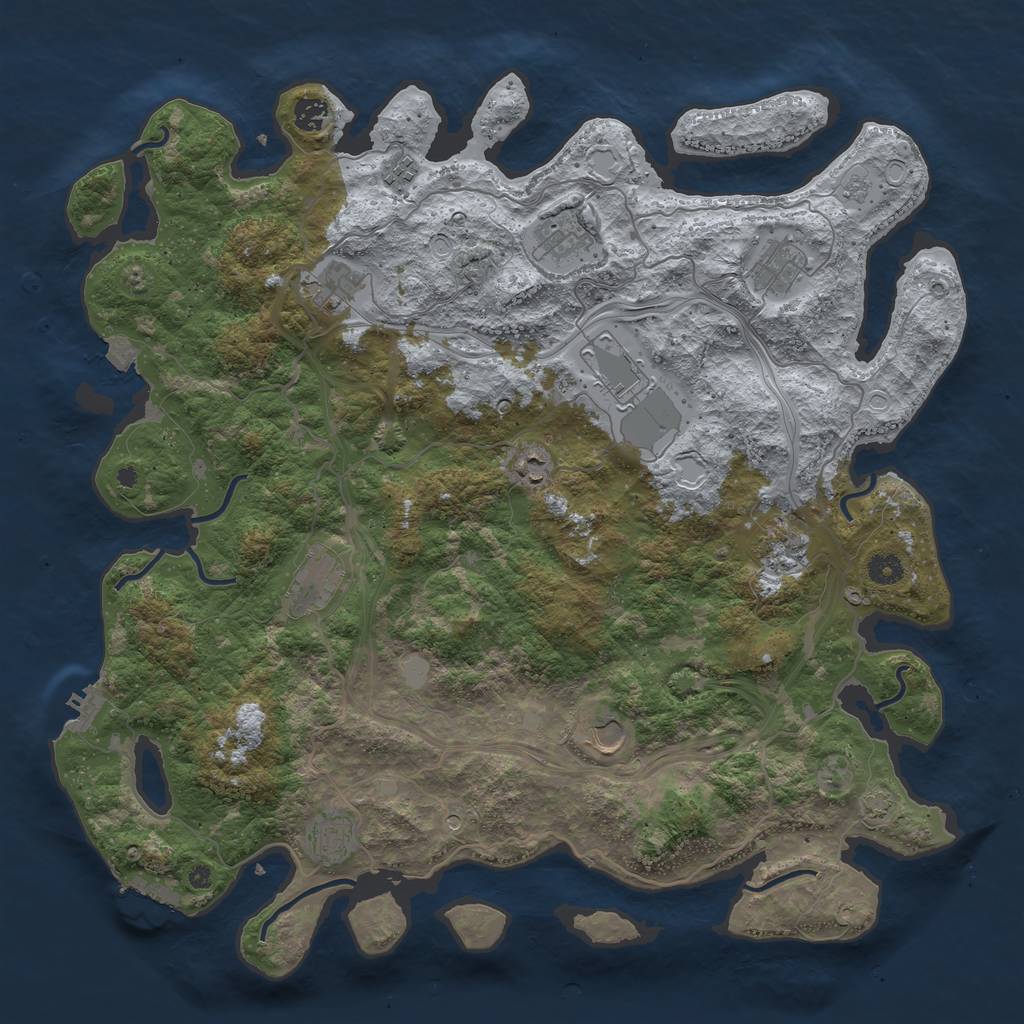 Rust Map: Procedural Map, Size: 4500, Seed: 1066782757, 19 Monuments