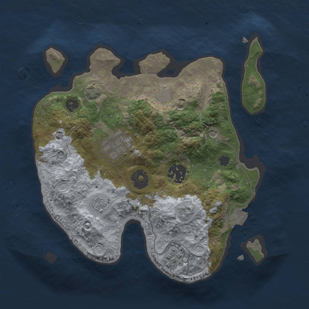 Rust Map: Procedural Map, Size: 2500, Seed: 186101683, 9 Monuments