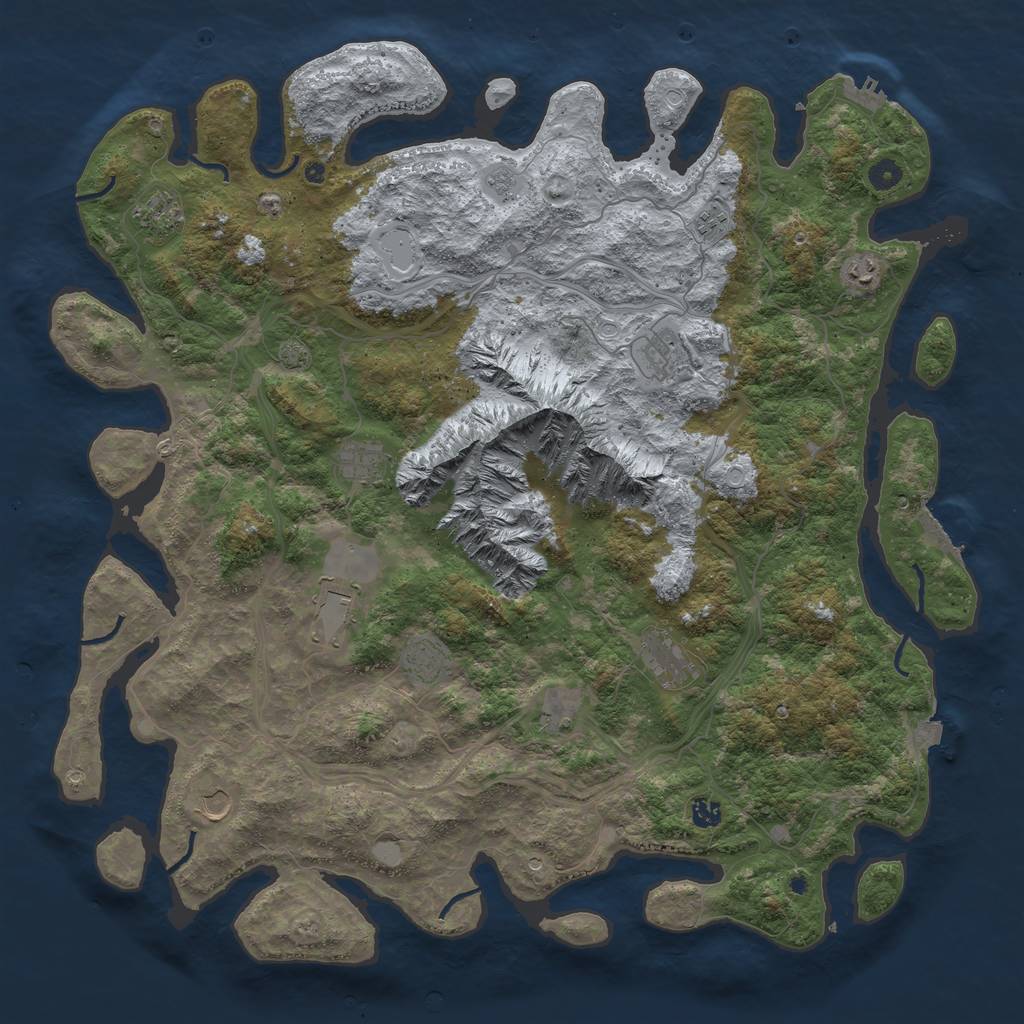 Rust Map: Procedural Map, Size: 5000, Seed: 1010926076, 19 Monuments