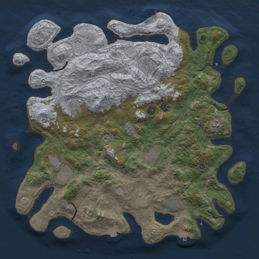 Rust Map: Procedural Map, Size: 4250, Seed: 921791533, 18 Monuments