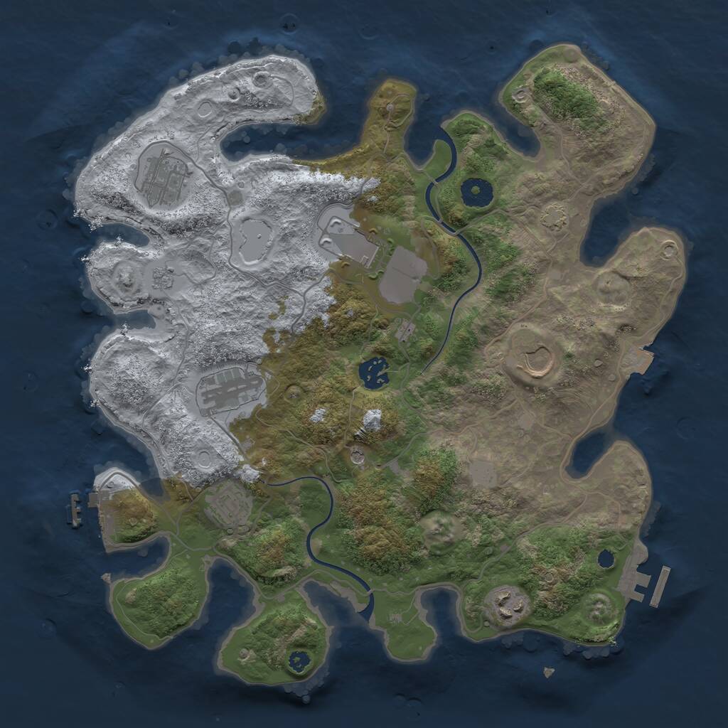 Rust Map: Procedural Map, Size: 3500, Seed: 369387462, 13 Monuments