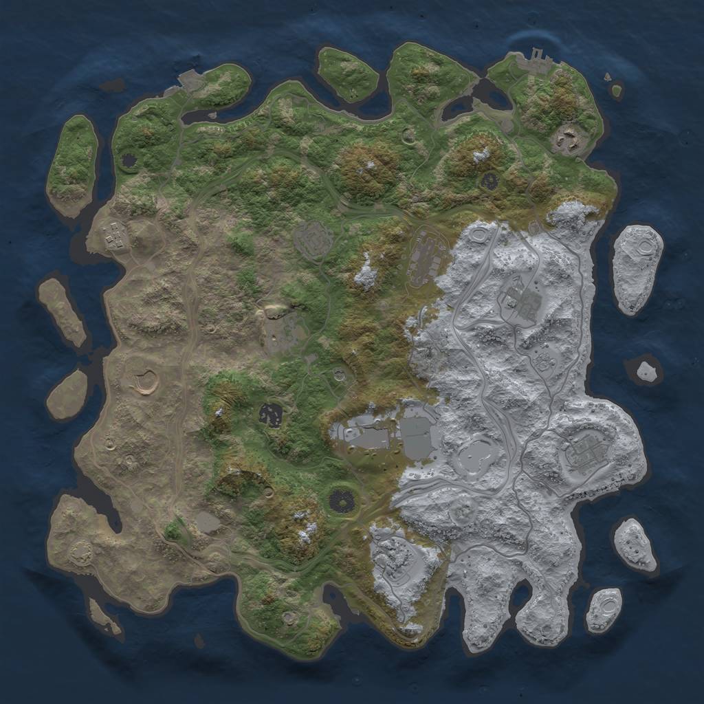 Rust Map: Procedural Map, Size: 4250, Seed: 525169783, 18 Monuments