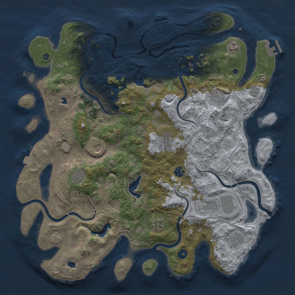 Rust Map: Procedural Map, Size: 4500, Seed: 91564386, 16 Monuments