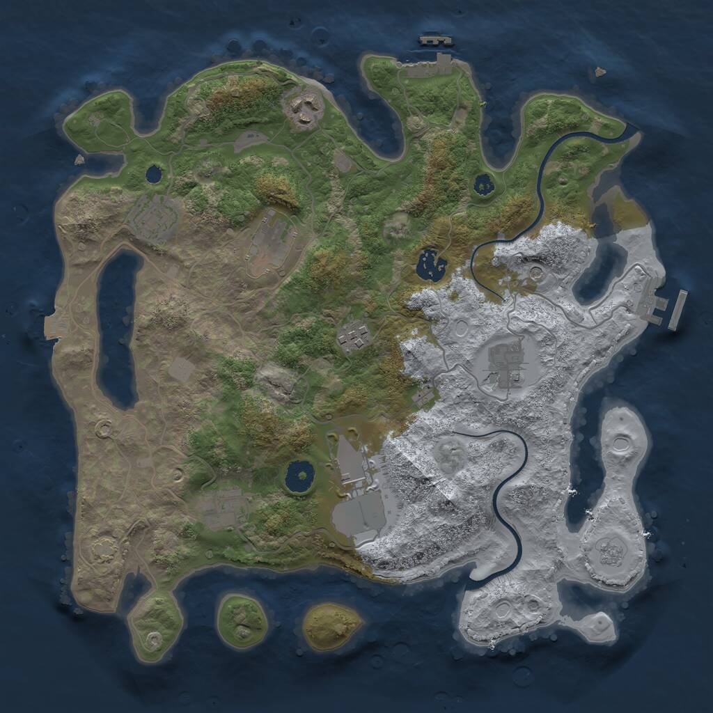 Rust Map: Procedural Map, Size: 3500, Seed: 804991905, 14 Monuments