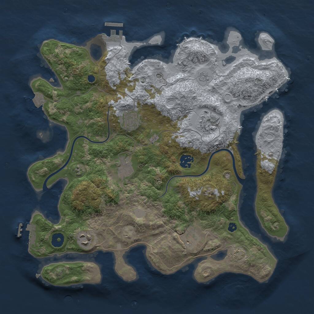 Rust Map: Procedural Map, Size: 3450, Seed: 64274842, 12 Monuments